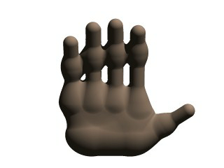 A hand made with blobs.